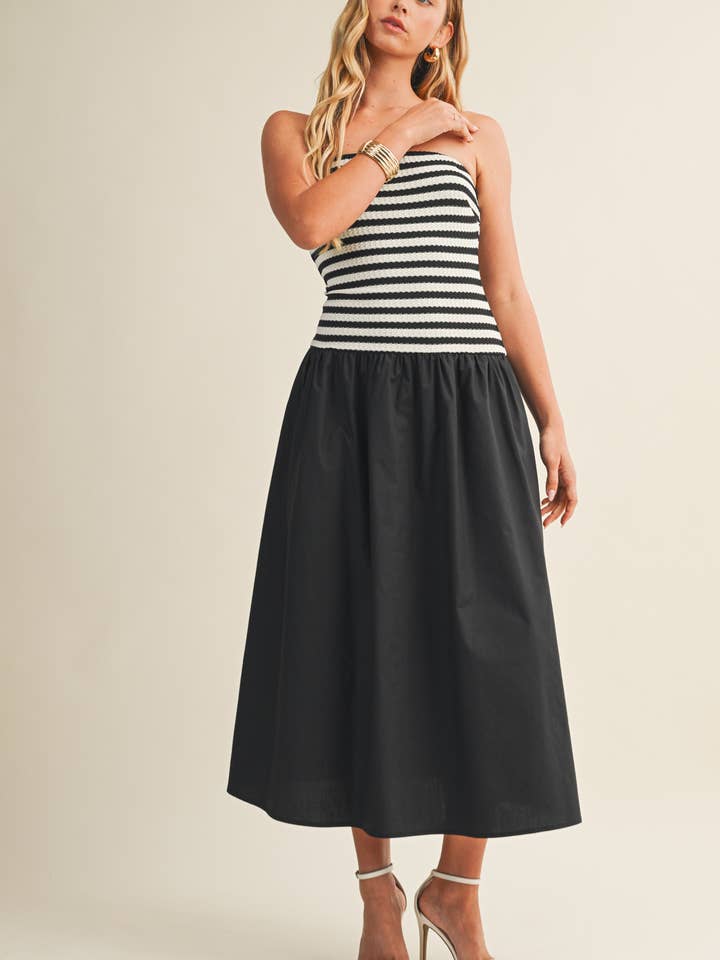 COMBINED STRIPED TUBE DRESS for wholesale by Mustard Seed
