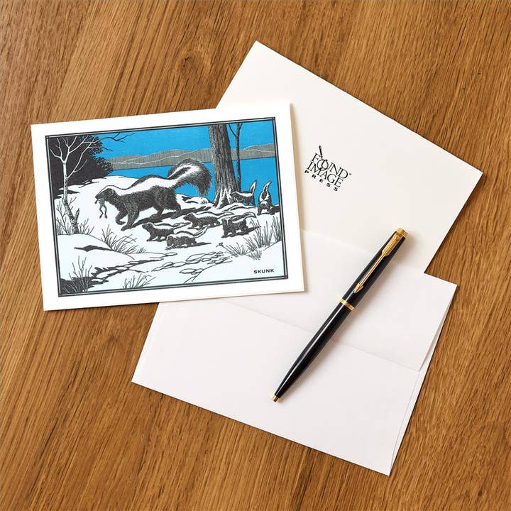 Found Image Press - Wholesale Stationery/Notecard Set - Greeting Card WD-30 Skunk Family1