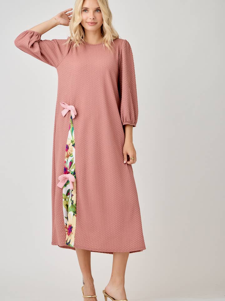 Celeste Clothing - Wholesale Dress - Women's - WOMEN'S MODEST SIDE BOW DRESS WITH PUFF SLEEVES AND POCKETS33