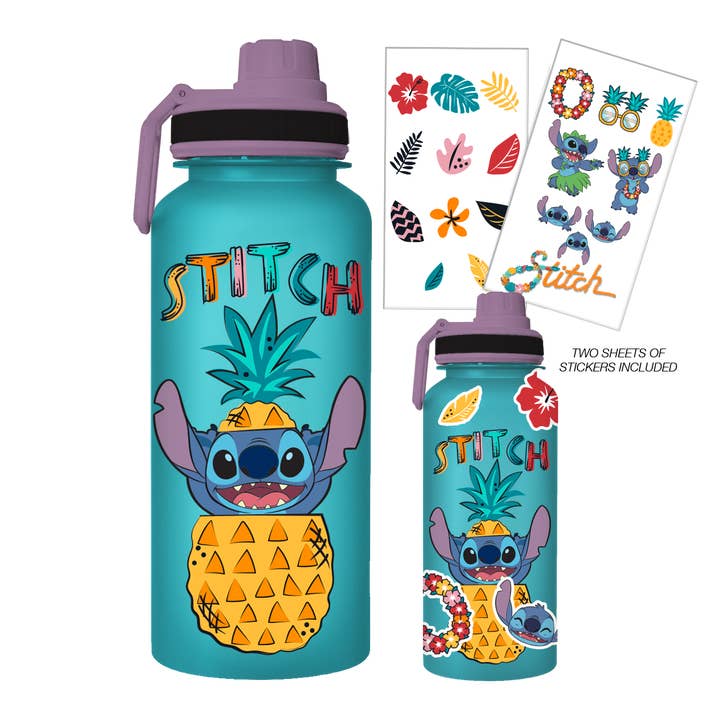 Stitch 32oz Twist Spout Plastic Bottle w/ Sticker Set for wholesale by Silver Buffalo