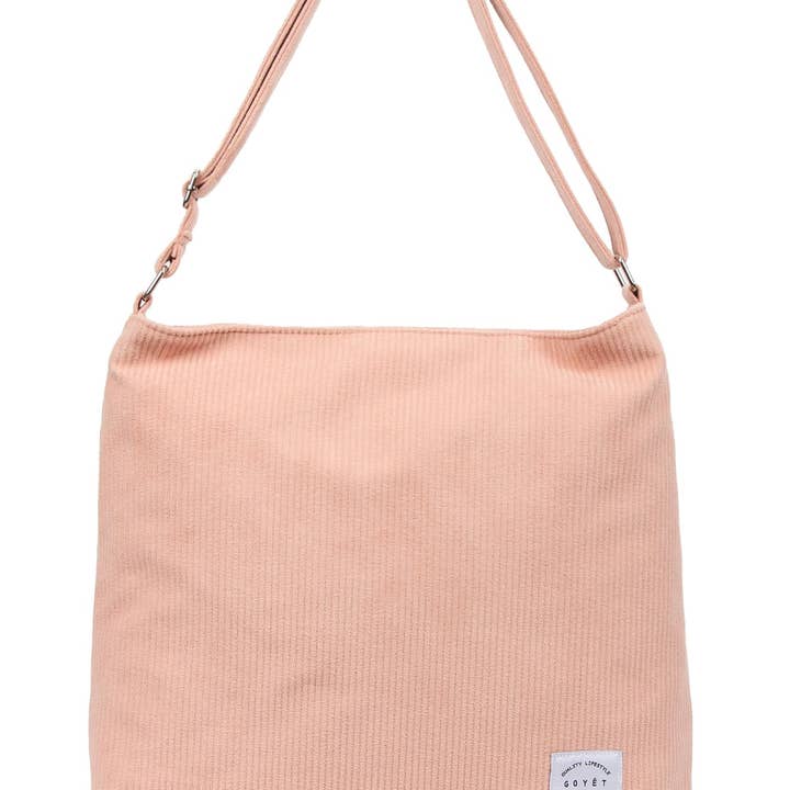 Bolso de mano y hombro de terciopelo rosa empolvado Goyet Perla para venta al por mayor de FEVUP CO.
