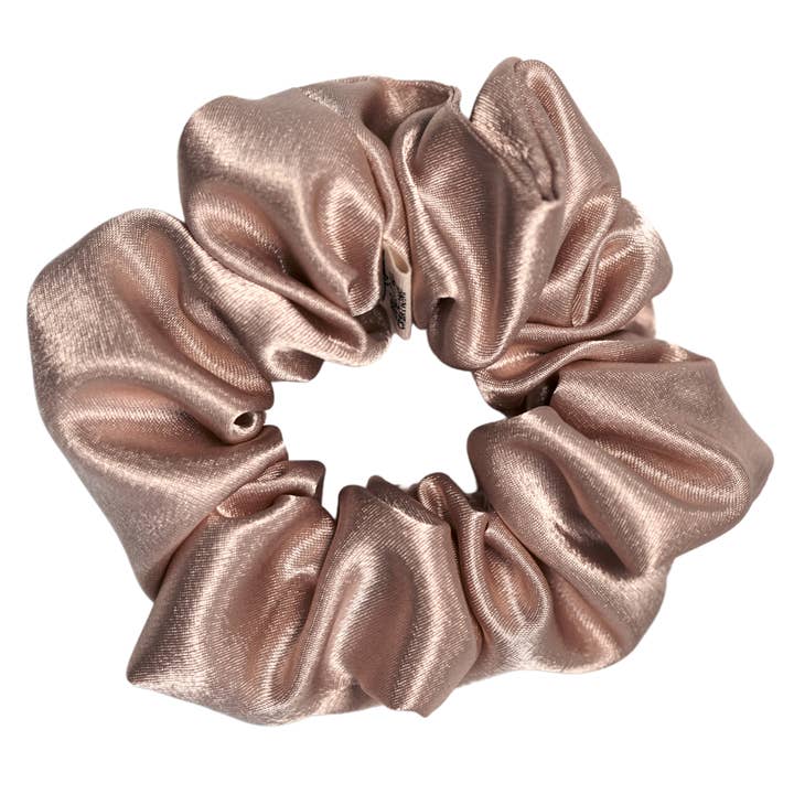 SOFT CHOCOLATE SATIN SCRUNCHIE HAIR TIE for wholesale by Blush Pop Creations