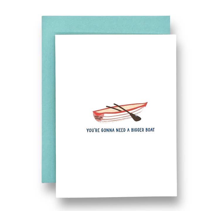 NEED A BIGGER BOAT - Hand Glittered Greeting Card for wholesale by Seaside + Sunshine Greetings