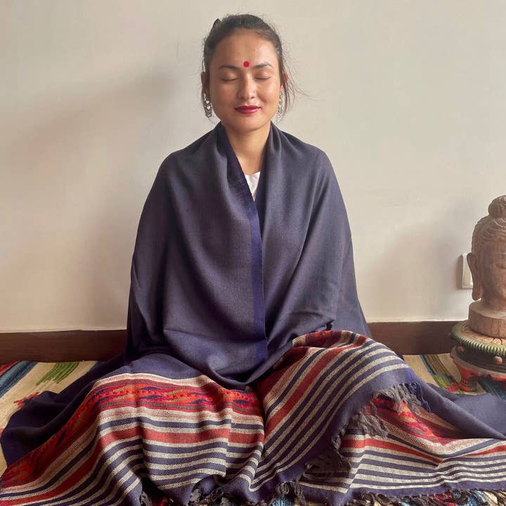 Green Frog India – wholesale Prydnadsfilt – Handvävd Himalaya Pure Wool Yoga- och Meditationsfilt2