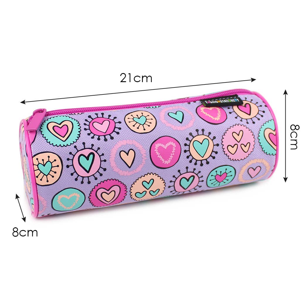 Powell Creative Products Ltd – wholesale Pencil case/pouch – Pencil Case For Girls and Kids Hearts Lilac Pencil Barrel5