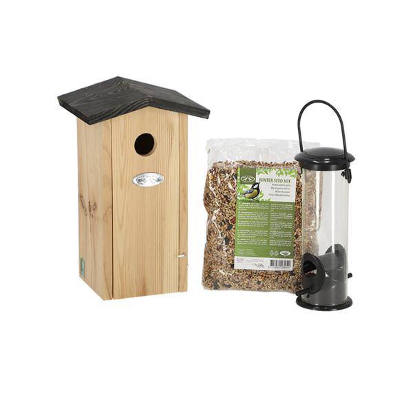 Oasis of Life - Wholesale Bird House - Birdhouse Set – Nesting Box, Feeder & Winter Feed – For Great Tit, Sparrow & Blue Tit – Complete Set in Gift Package – Garden Accessories0