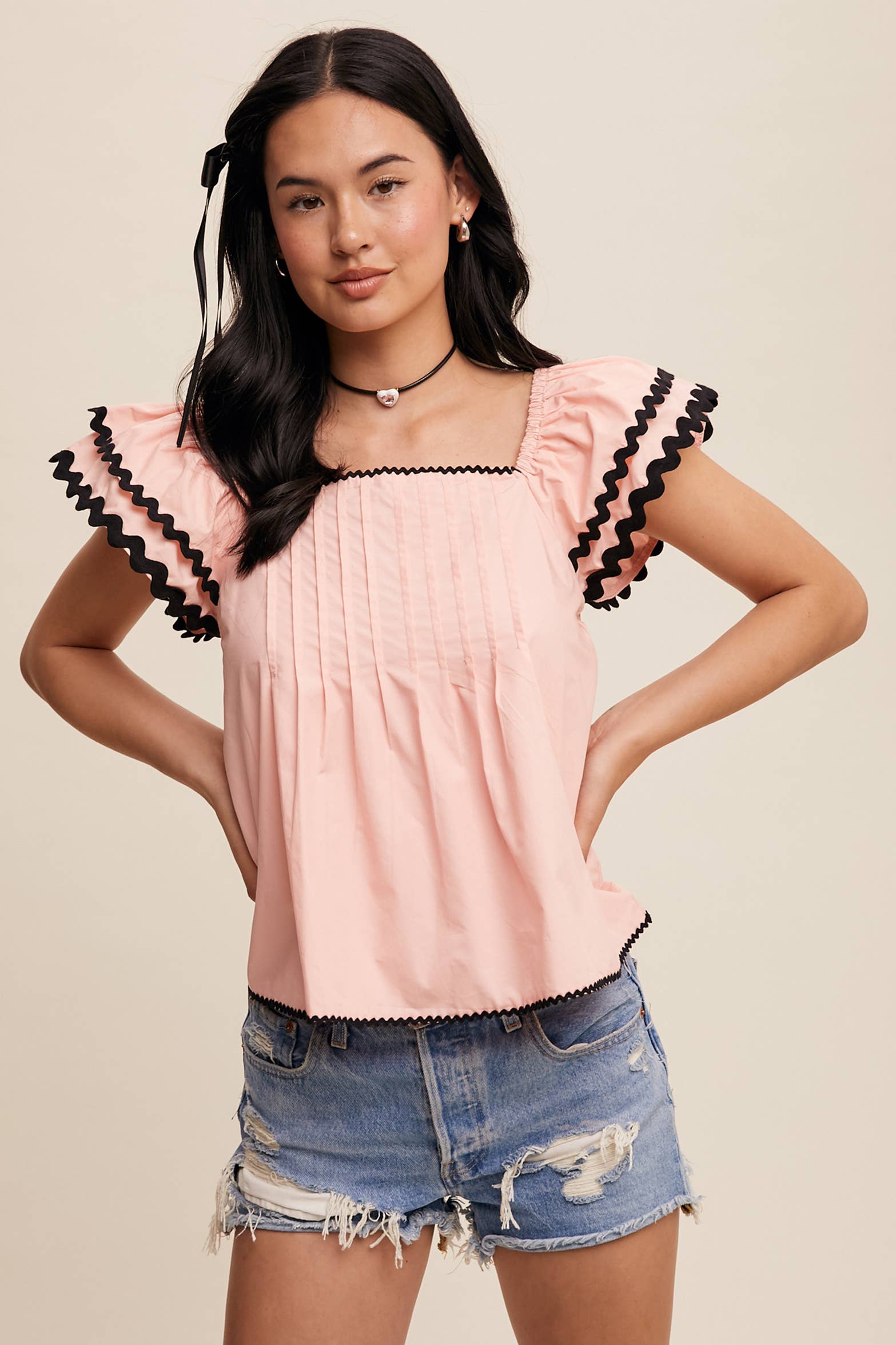 Listicle – wholesale Blouse – Women’s – Flutter-Sleeve Pintuck Top11