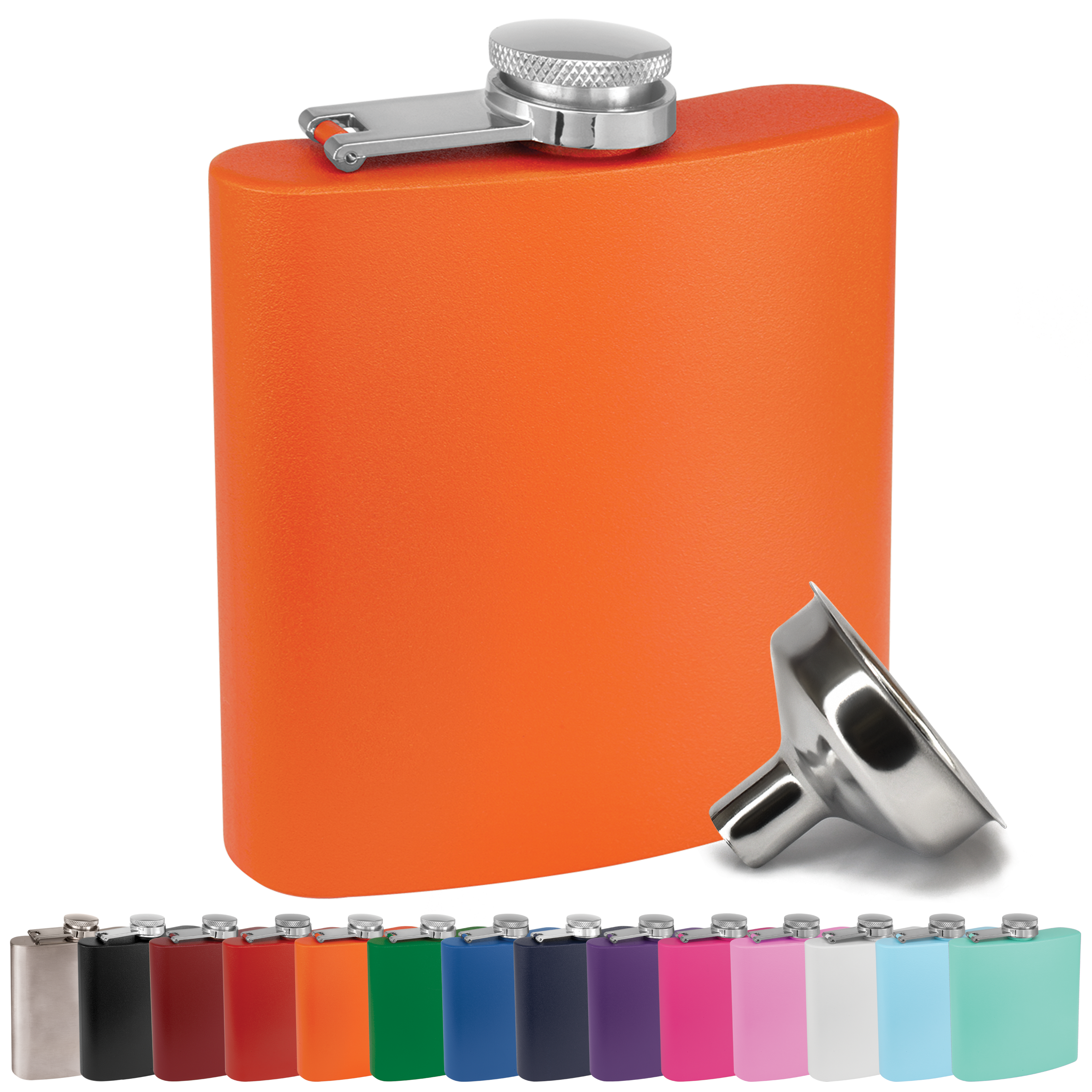 Clear Water Home Goods - Vente Flasque - Flacon à hanche en acier inoxydable de 6 oz avec entonnoir | Flacon revêtu de poudre44