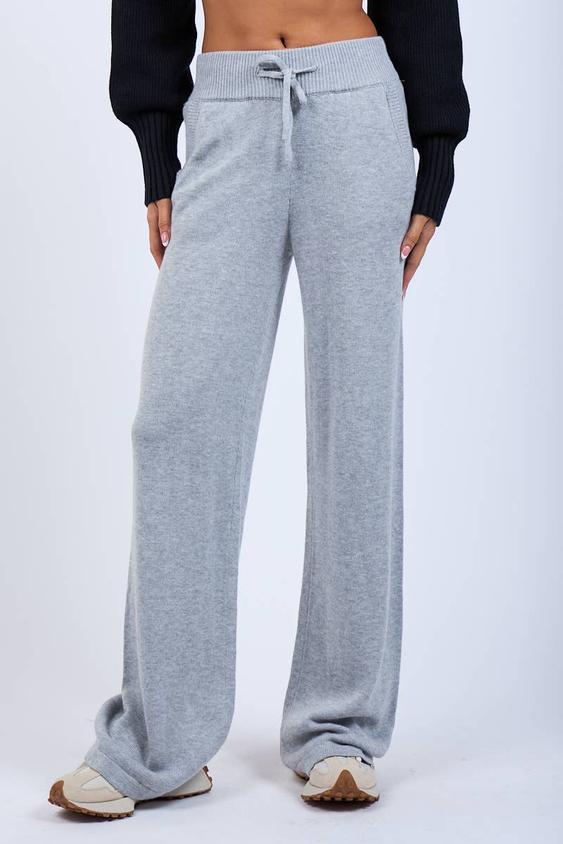 Sky to Moon - Vente Pantalon d'intérieur/de jogging – femme - PULL EN MAILLE DÉCONTRACTÉ À NOUER DEVANT PANTALON LONG DROIT10