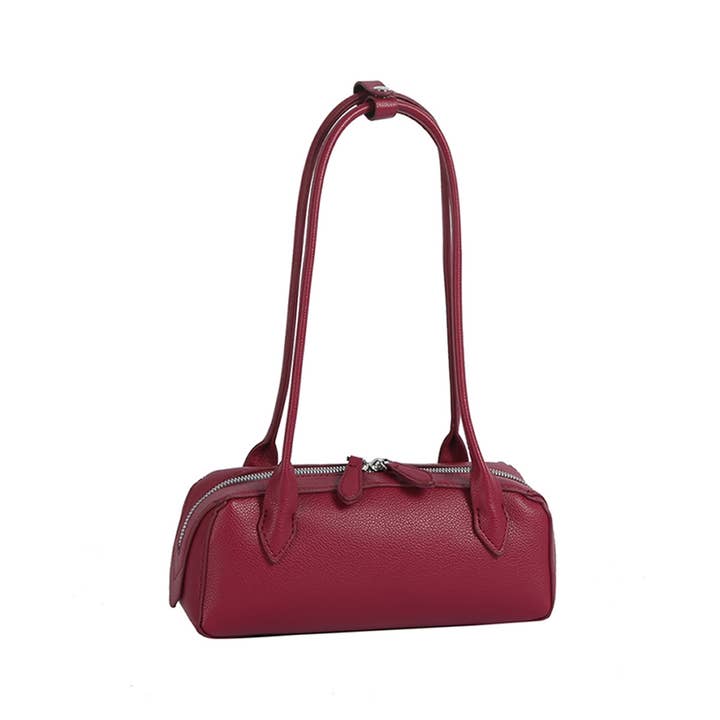 Textured Leather Wide Boston Shoulder Bag for wholesale by Collections by Fame Accessories