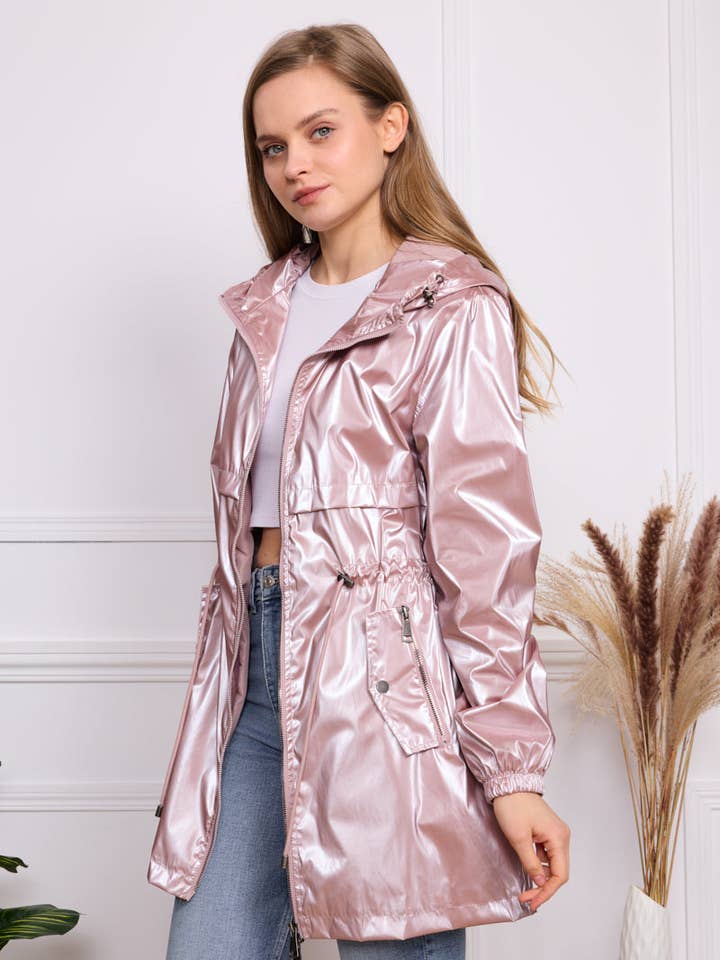 SOFTY - Wholesale Raincoat - Women's - Iridescent effect drawstring waterproof jacket S56031