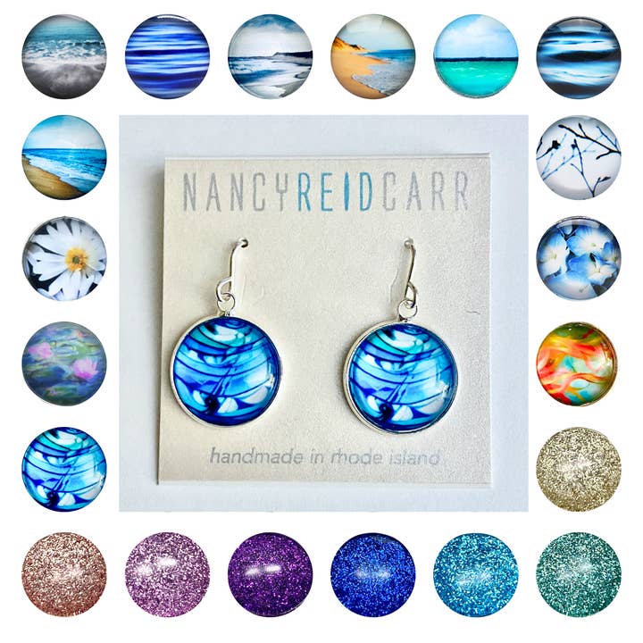 Nieuw! Alle ontwerpen - 16mm oorbellen - Kunstsieraden voor wholesale door Nancy Reid Carr