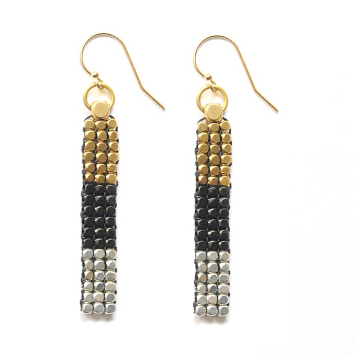 The Didi Jewelry Project - Wholesale Dangle Earrings - Mixed Metal Line Earrings0