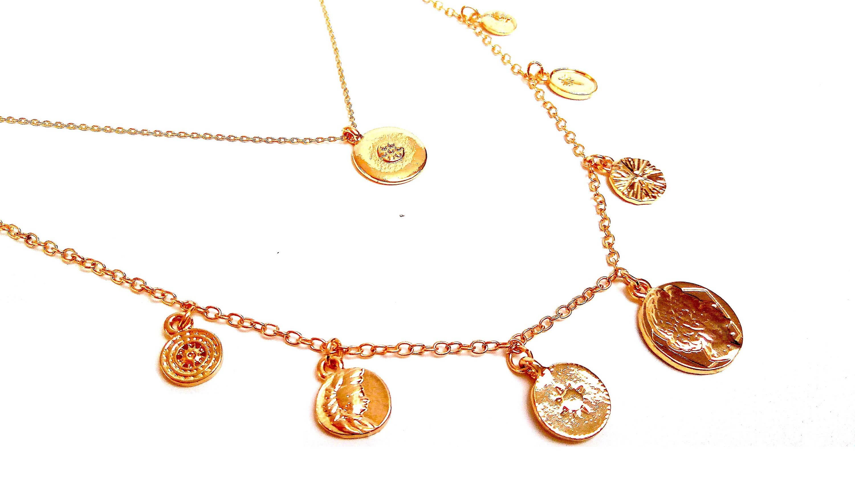 JUL ET FIL – wholesale Pendant/charm necklace – 2 rows fine gold medal necklace1