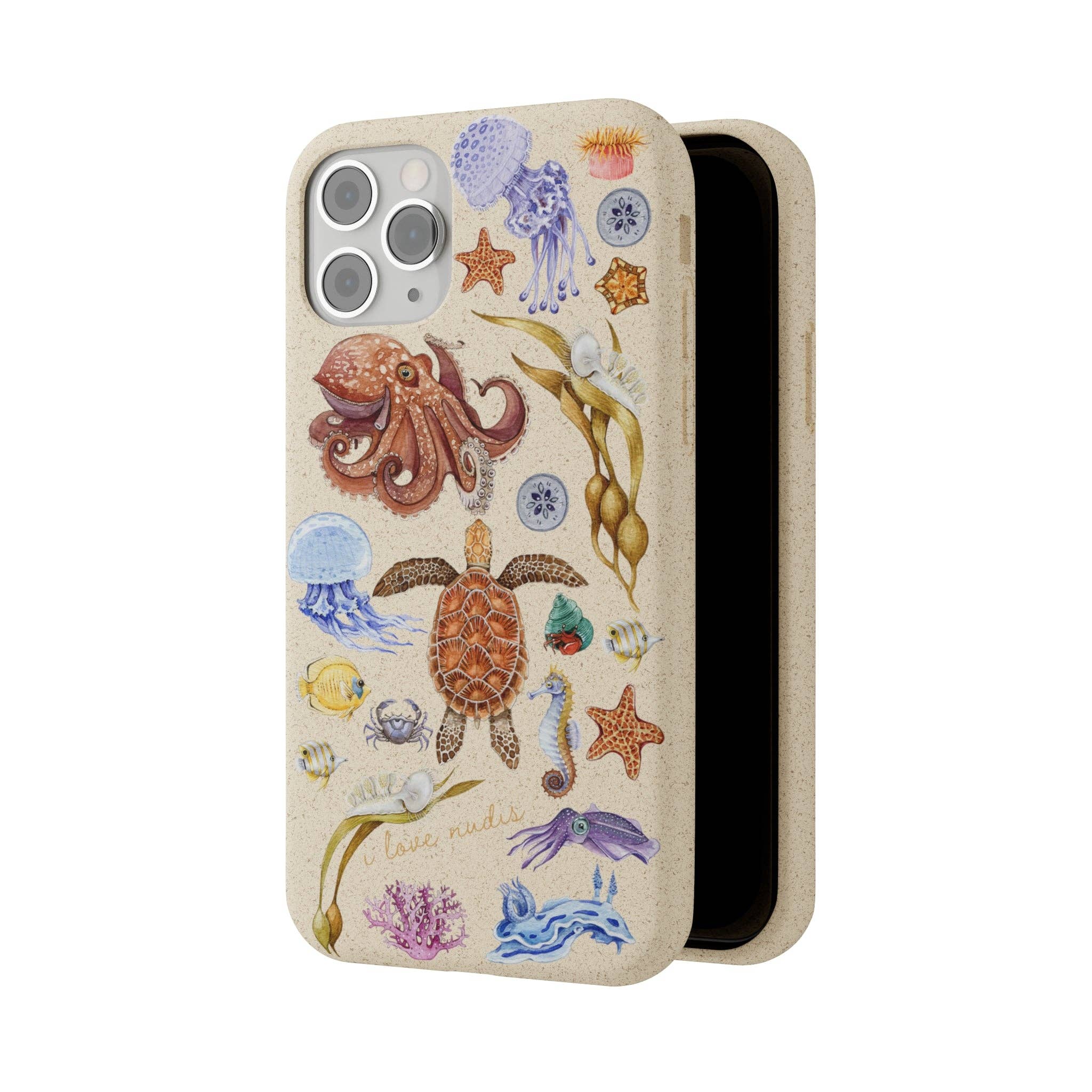 I LOVE NUDIS - Wholesale Phone Case - Unisex - I LOVE NUDIS™ Watercolor Ocean Creatures Biodegradable Phone Case4