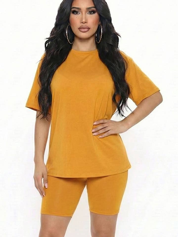 CAPELLA APPAREL - Wholesale Activewear Set - Women's - Loose Fit Top & Bike Shorts Set56