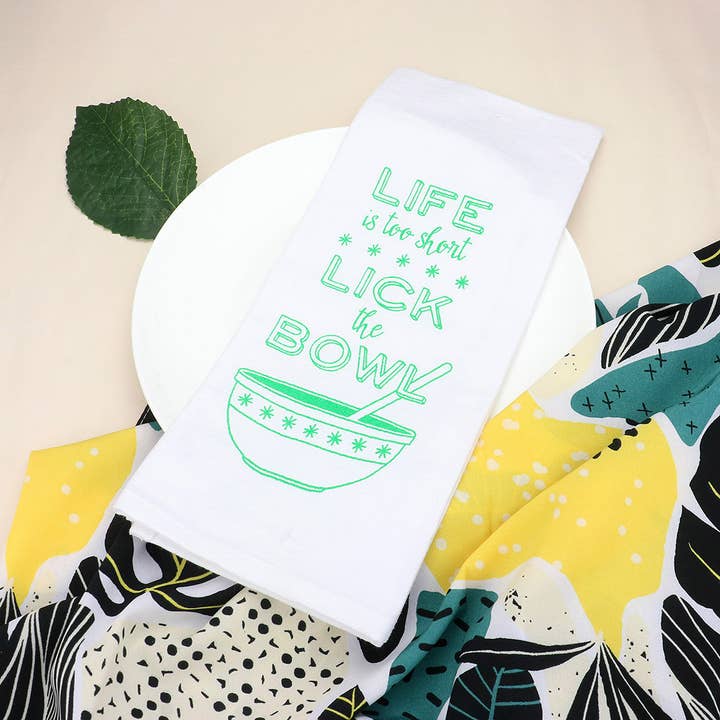Sensibling Corp. - Wholesale Hand Towel - Life is too Short Lick The Bowl Message Kitchen Towel3