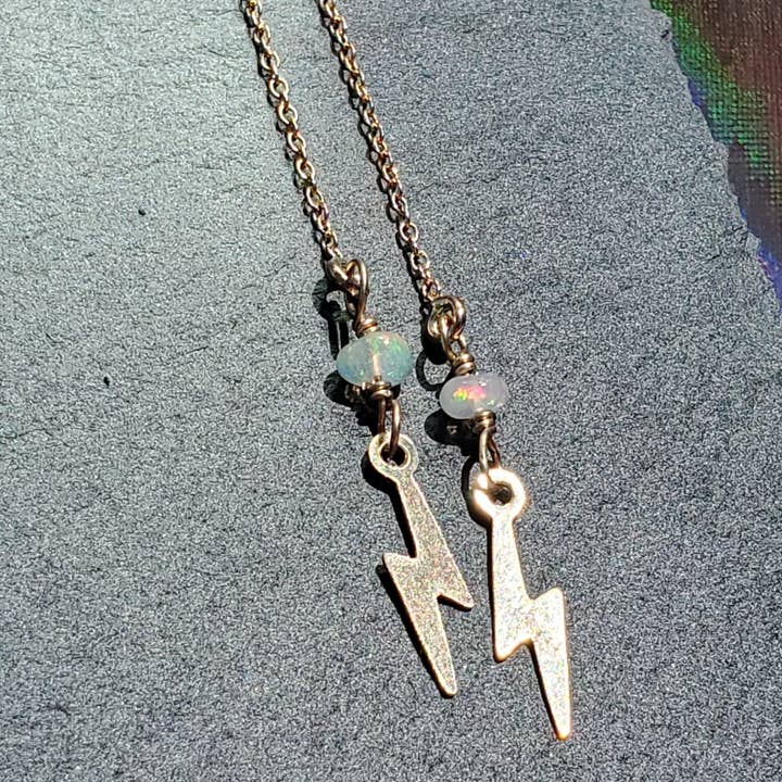 White Opal Ziggy Threader Earrings for wholesale by Tela Bella Jewelry