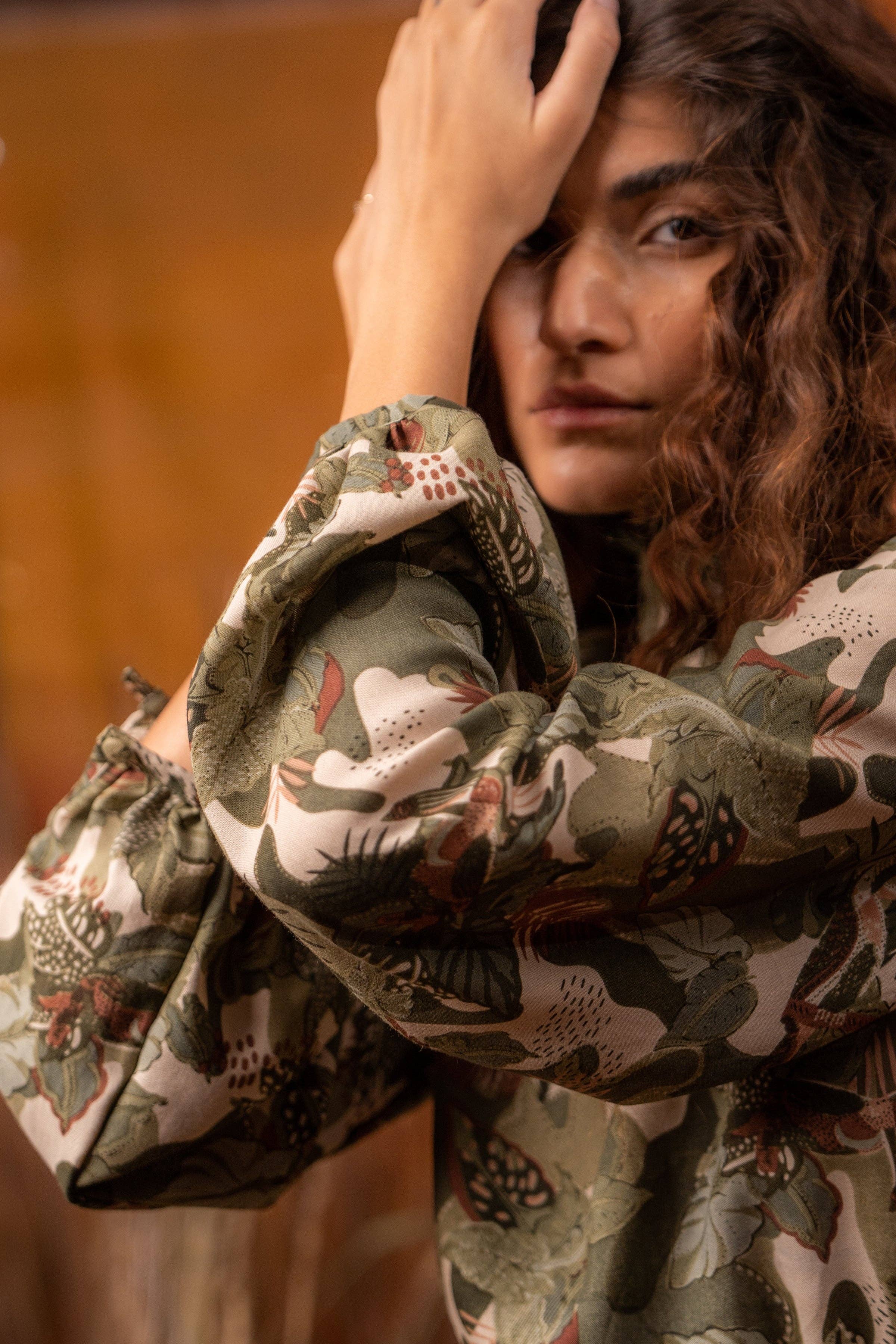 Label Reyya - Vendita all'ingrosso Vestito - Donna - Abito midi Afro Olive Jungle2