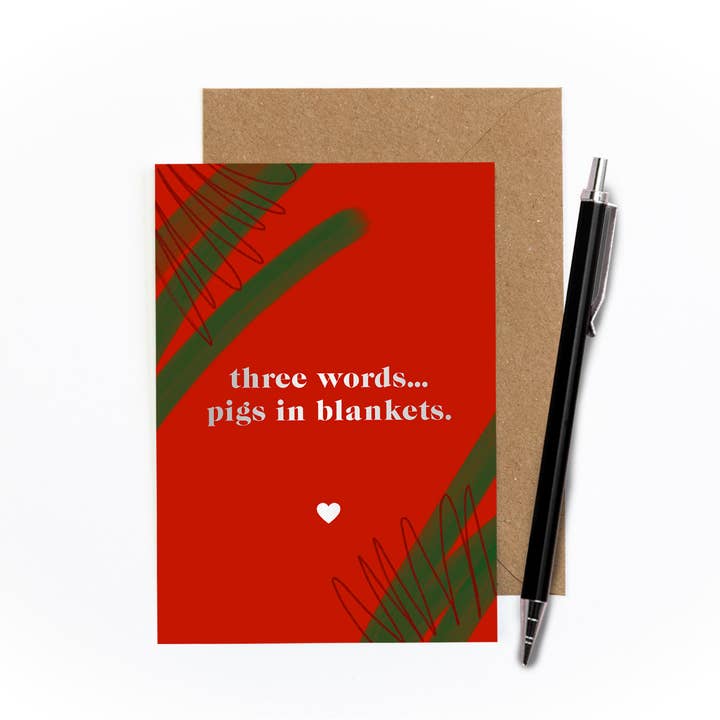 Tarjeta de Navidad frustrada de Cerdos en Mantas para venta al por mayor de Amy Illustrates