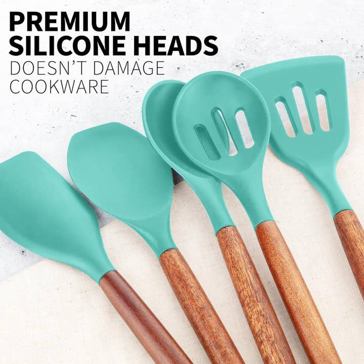 Zulay Kitchen - Wholesale Kitchen Utensil Set - 5-Piece Silicone Utensils Set with Wooden Handles18