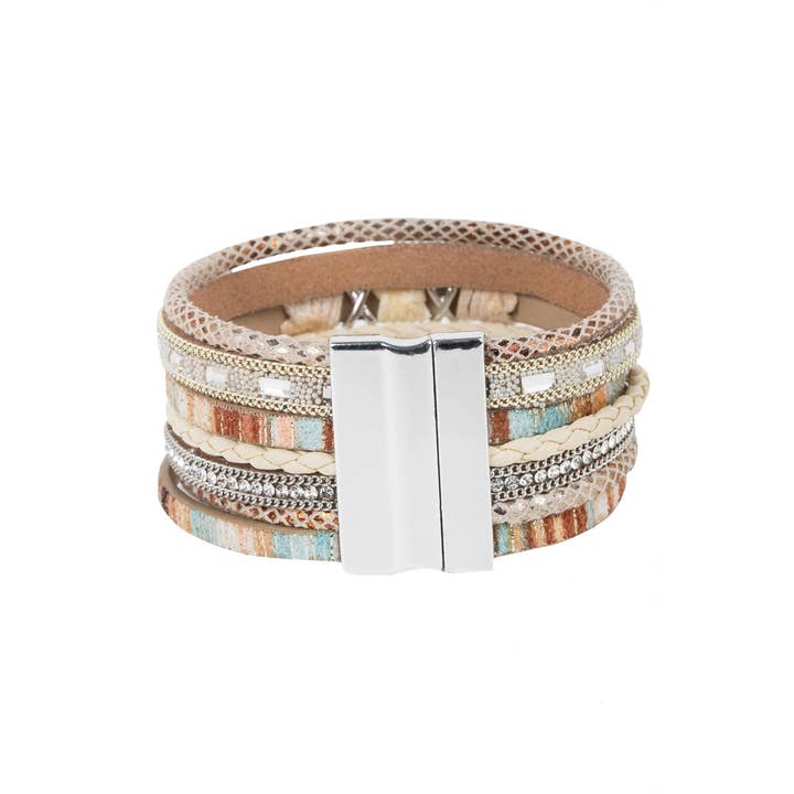 SAACHI - Wholesale Bangle Bracelet - Sweet Sands Multi Strand Leather Bracelet
