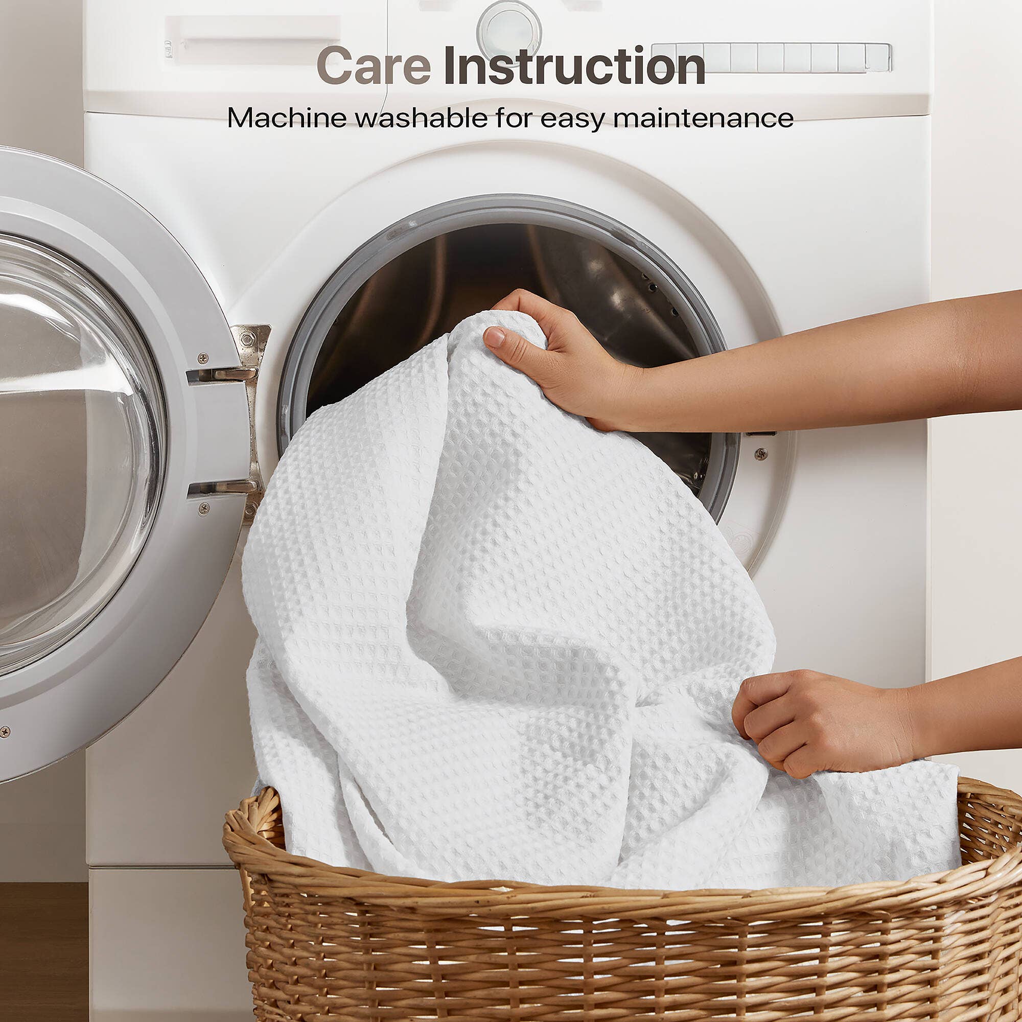 Olliix - Wholesale Bedding Blanket - 100% Cotton Waffle Weave Cozy Bedding Blanket, White15