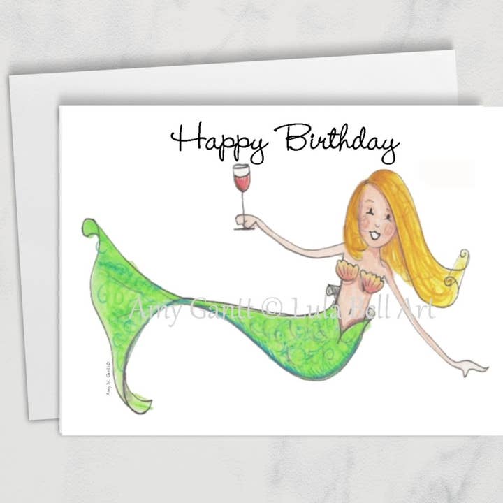 Birthday - Blonde Mermaid Greeting Card for wholesale by Lula Bell Cards and Gifts