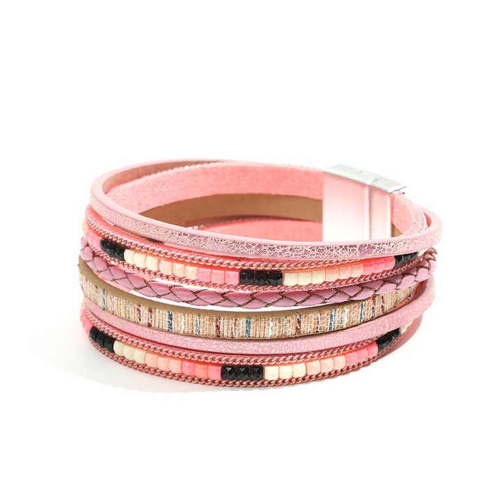 Lovesoft - Wholesale Woven/Braided Bracelet - Boho Multi Layer Leather Wrap Bracelet with Magnetic Clasp9