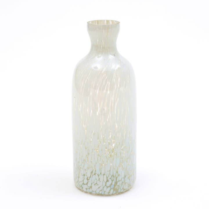 ExpoBazaar - Wholesale Vase - Ivory Splutter Glass Vase - 4X10"