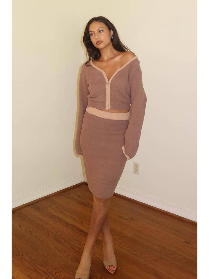 Salty - Wholesale Top & Skirt Set - Women's - CROP VNECK TOP & TOP & MINI SKIRT SET10