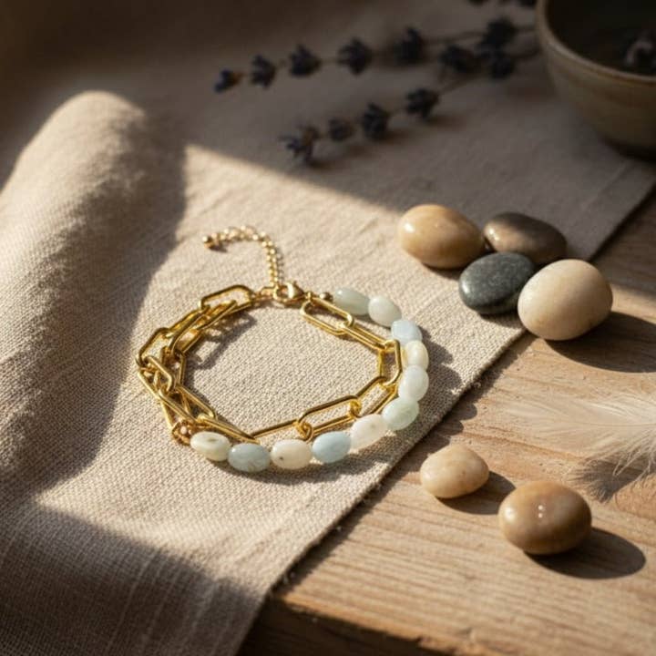 OE! - Wholesale Beaded Bracelet - AQUA - Braccialetto con acquamarina1