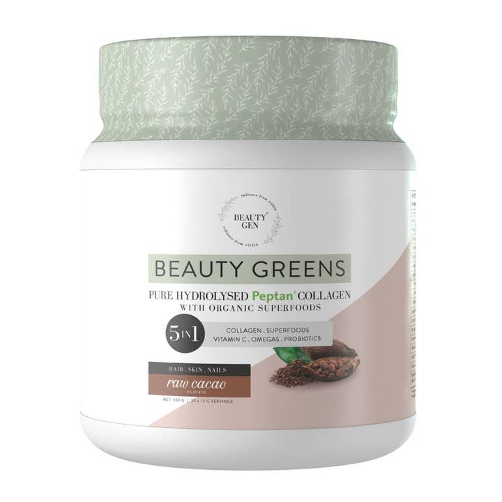 Kollagen Supergreens Ekologisk blandning Probiotika Choklad 450g för wholesale av Beauty Gen