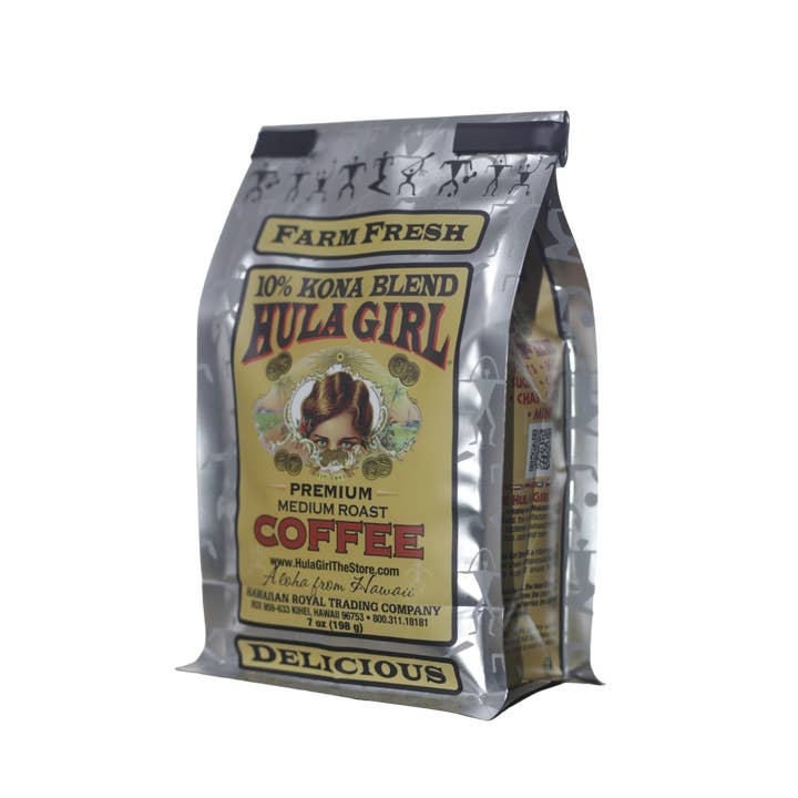 Hula Girl Products - Wholesale Coffee Beans - HULA GIRL 10% KONA COFFEE BLEND 7OZ (198GRAMS)