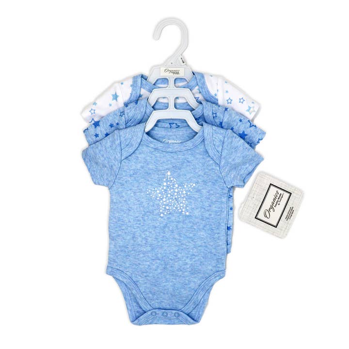 Rose Textiles - Wholesale Bodysuit (Non-Footed) - Baby - 3 Pack Heather Organic Cotton Bodysuits