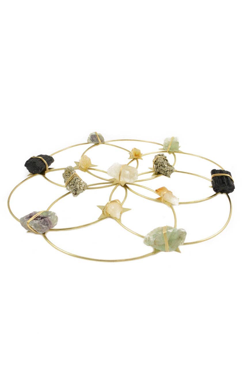 Ariana Ost - Vente Grilles de cristaux - Grande décoration murale Fleur de Vie avec grille de cristaux6