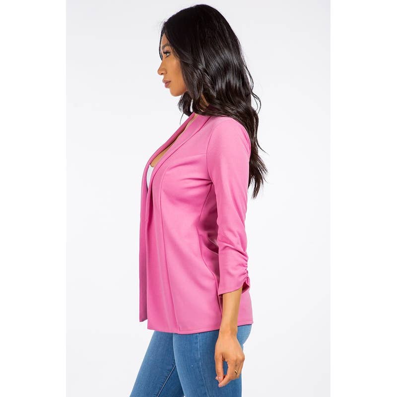 Uptown Apparel – wholesale Blazer – Women's – JK6880 Shirred 3/4 Sleeve Elegant Blazer11