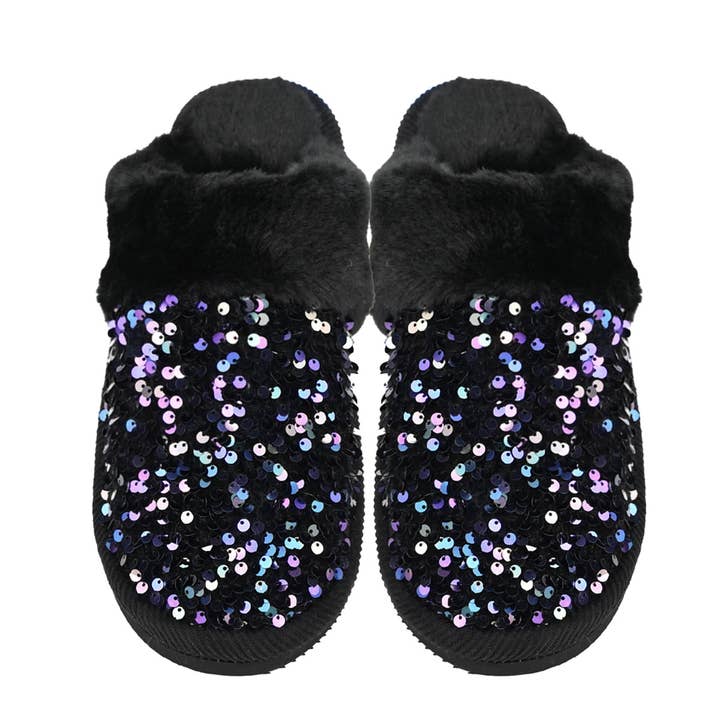 C.C Beanie - Wholesale Slippers - Women's - Sequin Faux Fur C.C Slippers SPE0012
