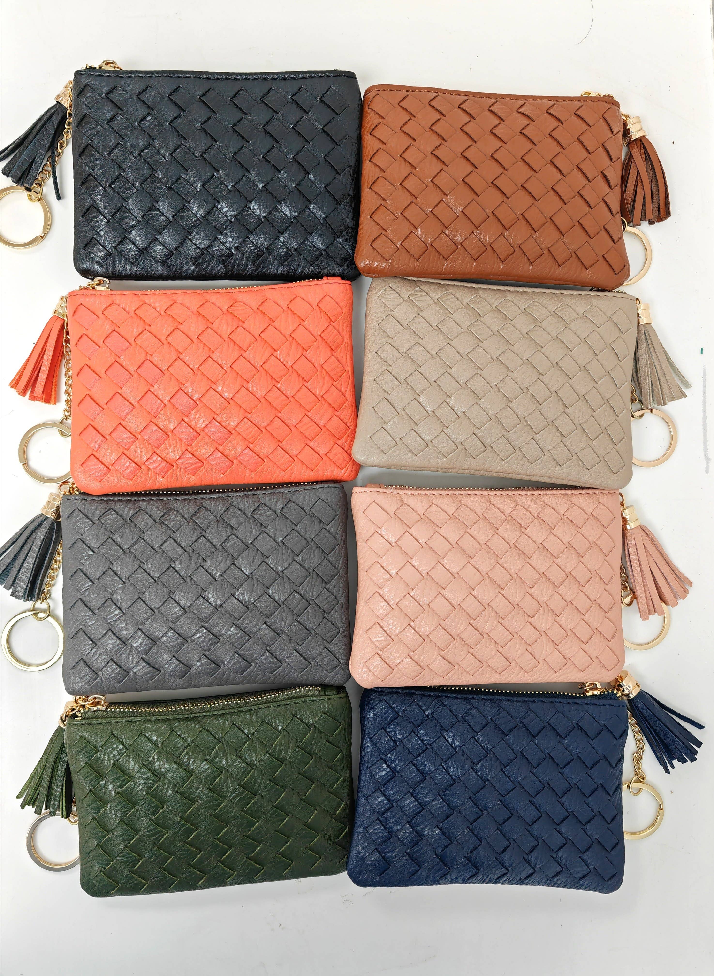 Superbia – Engroshandel Møntpung - Dame – Blød håndlavet vævet kvast nøglering lynlås kortholder mønt19