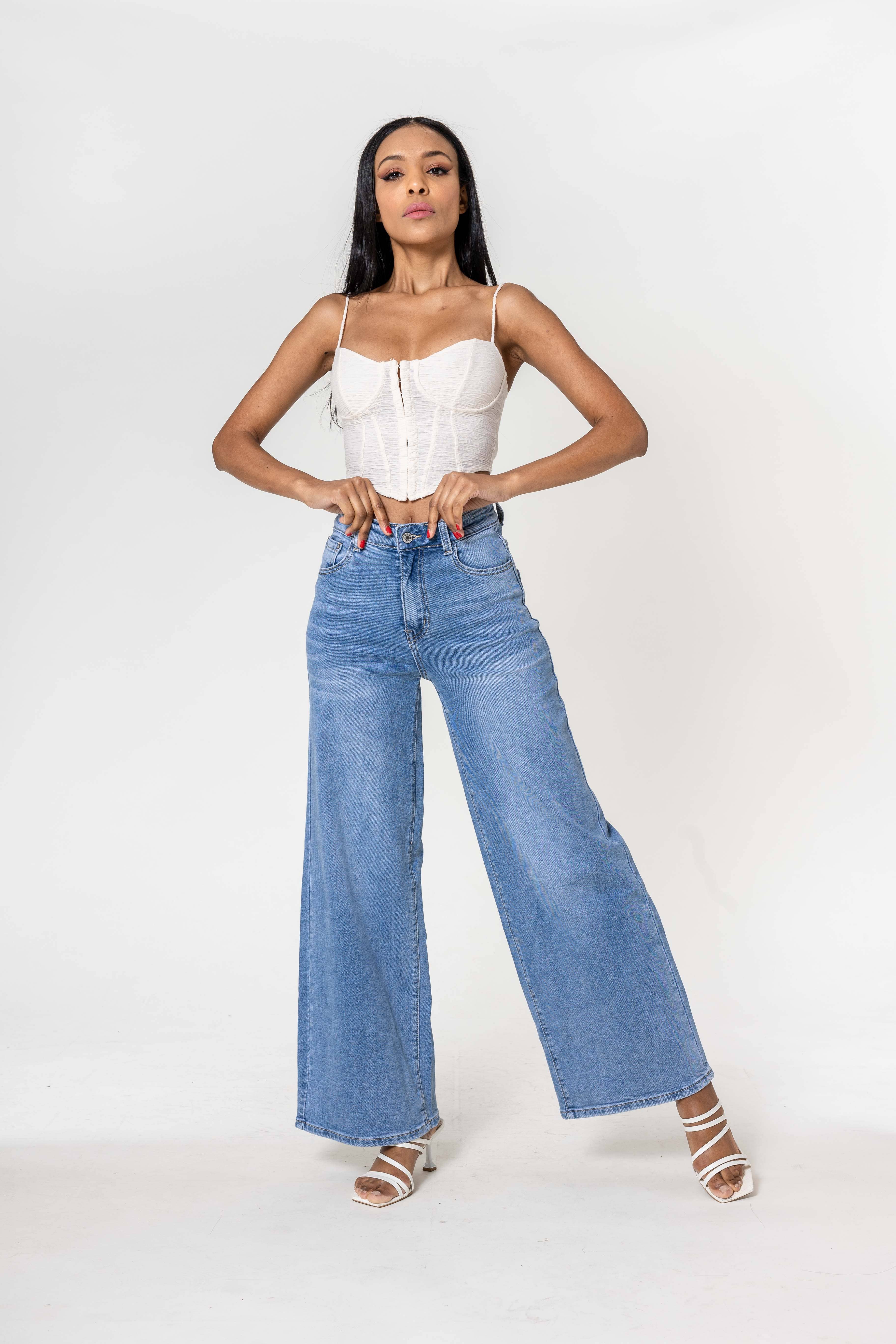 Nina Carter - Vente Jean – femme - Nina Carter super WIDE LEG taille haute stretch YY30053