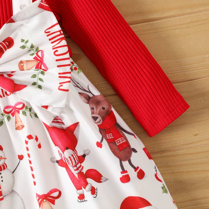 PatPat - Wholesale Dress - Baby - Baby Girl Sweet 3D Design Bow Decoration Christmas Dress
