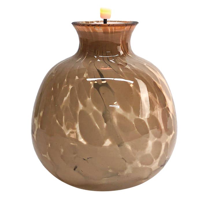 Beige speckled LED ball decoration with batteries D9.5 H13.5cm for wholesale by Opjet Paris