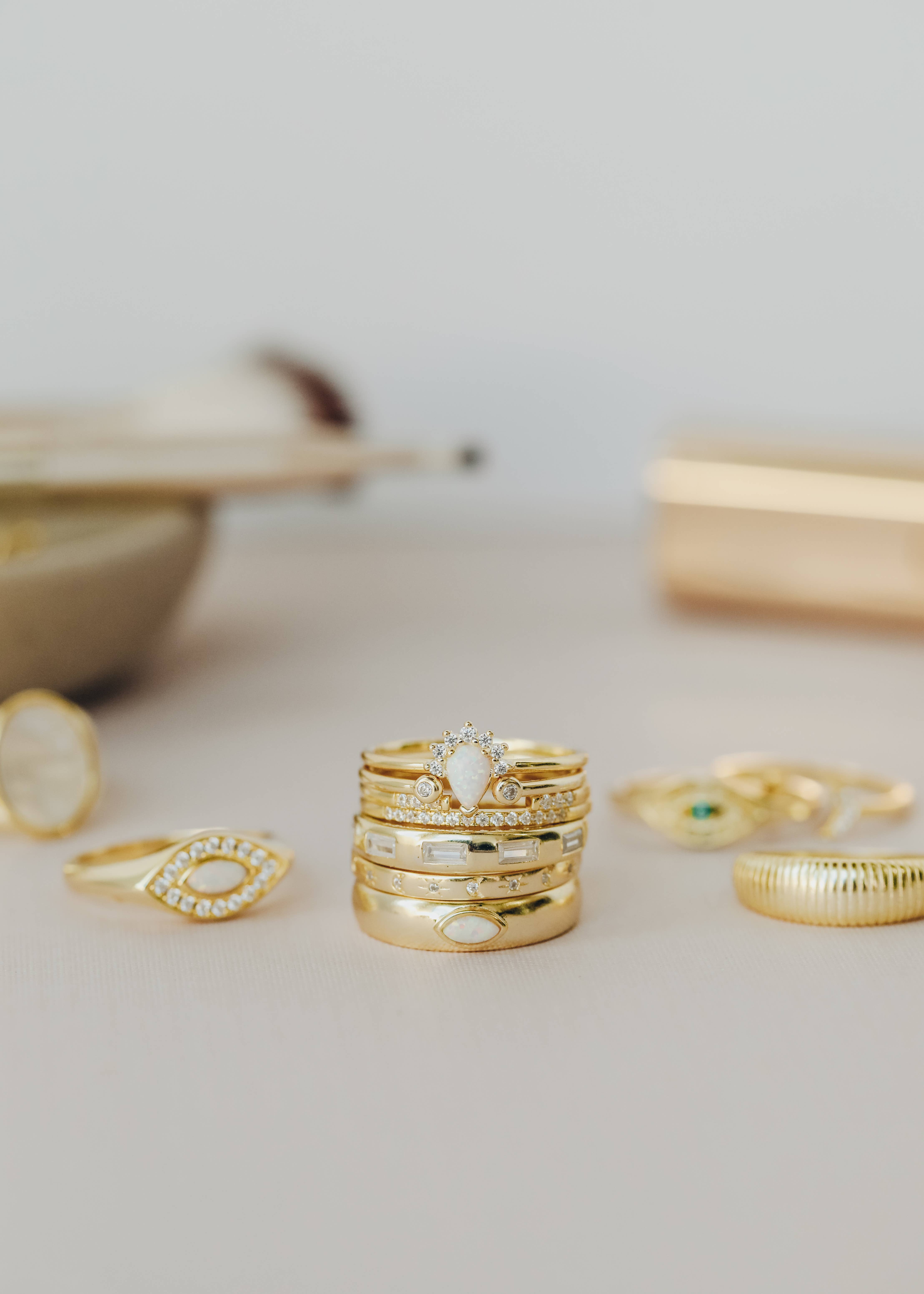 JaxKelly - Wholesale Ring met meerdere stenen - Gouden ring - Opal Burst met CZ-steentjes5