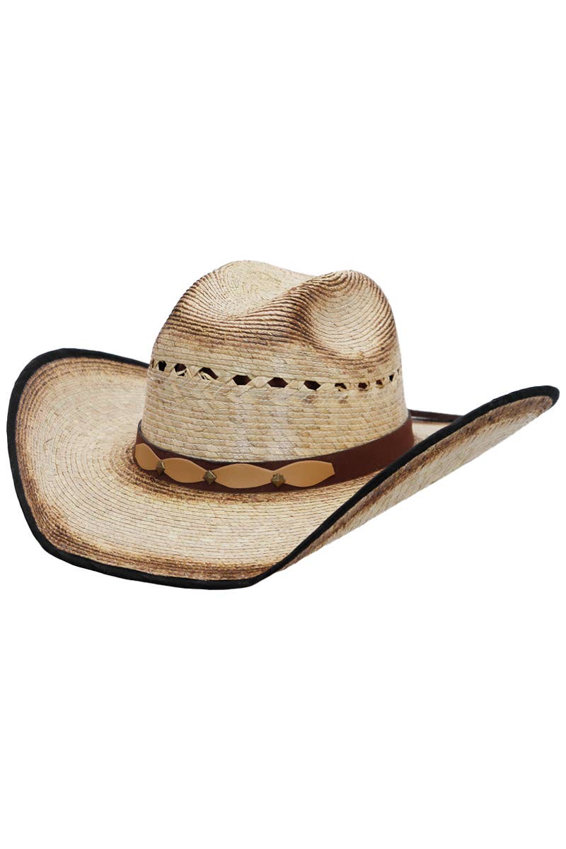 Cap Zone - Wholesale Cowboy Hat - Women's - Vented Vintage Burnt Cutter Palm Straw Cowboy Hat4