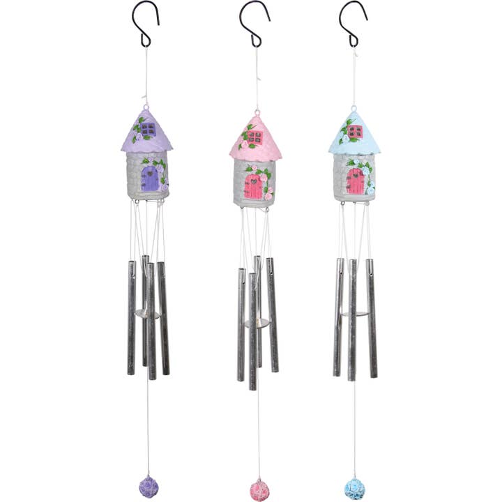 Cubby House by Malmar - Wholesale Wind chime - Fairy House Resin Wind Chime 3 Asstd