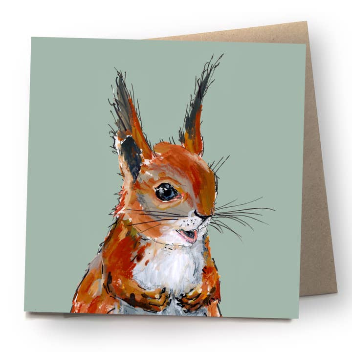 Red Squirrel Card | Eco | Recycled | Bird | Blank for wholesale by Ellwood Parker
