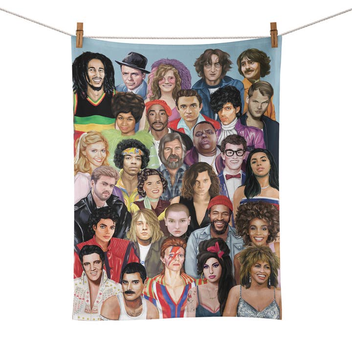 Tea Towel Tribute Artists Music Edition for wholesale by La La Land
