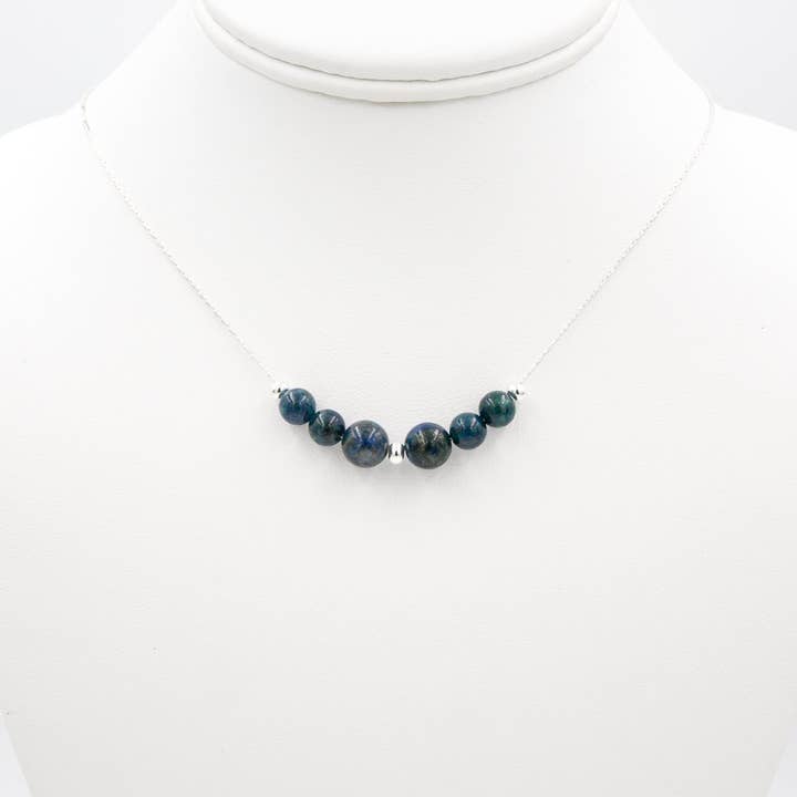 Collier en argent Earth On A Chain ~ Pierre Azurite Bleue Verte pour la vente par Earth Song Jewelry