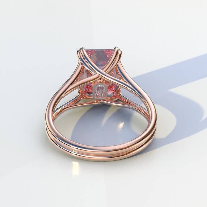 Mohana Jewels - Luxury – Anel de noivado por atacado – Anel de Noivado com Diamante Cultivado em Laboratório Rosa Intenso Fancy Corte Esmeralda - Tesira15