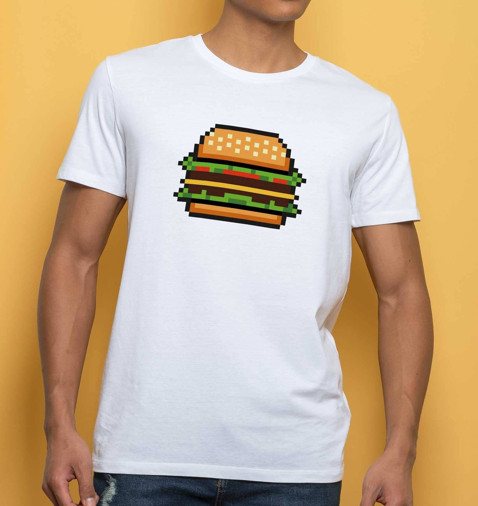 Grafitee - Wholesale Screen Printed T-Shirt - Unisex - Burger Pixel T-shirt - Geek and gaming T-shirt1